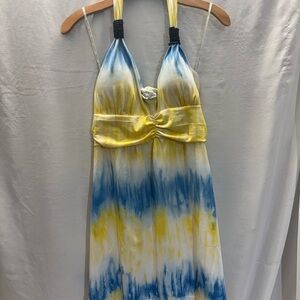 Vibrant Tie-Dye Halter Midi Dress